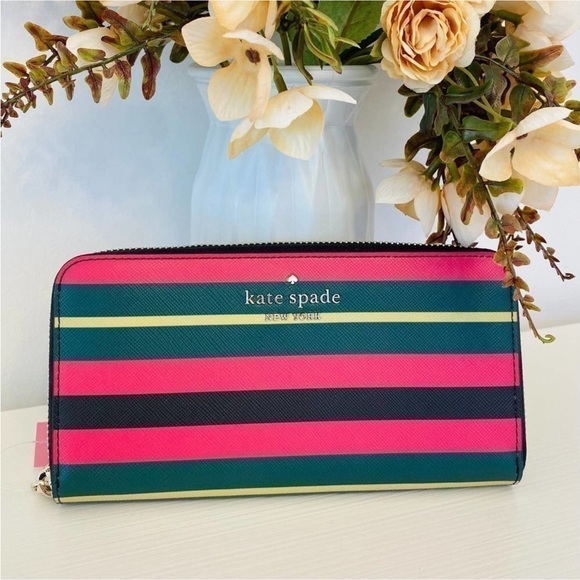 Kate Spade staci large continental wallet wrapping paper stripe - Picture 7 of 7